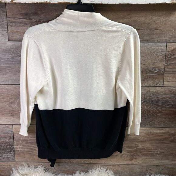 Josephine Studio Sweater Cardigan, Size Petite Medium, Off White and Black - Picture 5 of 7
